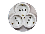 Triplu ștecher rotund – adaptor SFT-04, 10/16A, 250V, alb
