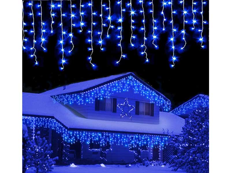 Instalație turturi 300 LED-uri 12M albastru – Iluminat exterior decorativ